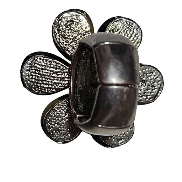 Vintage Black Gold Flower Chunky Stretch Ring Adjustable Retro Fashion Jewelry - Picture 4 of 5